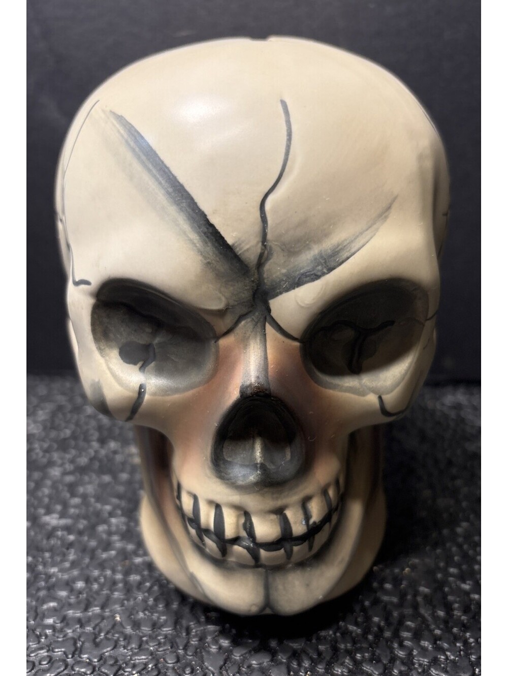 VTG 1950s Skull Coin Piggy Bank Hand Painted Ceramic Japan Halloween Great Con.